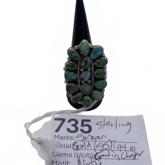 Sonoran Gold Turquoise Ring in Adjustable Sterling Silver Band - Picture 2 of 8